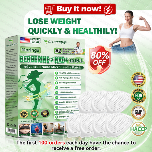 Hivatalos Bolt | ☀️☀️ GLORENDA® Moringa · Berberin × NAD+ 10-az-1-ben Fejlett Nano Mikrotűs Tapasz 🇺🇸 (Naponta csak egyszer, látható változás már 7 nap után)  ✅ Elhízás, laza bőr, cukorbetegség, alvási apnoé, ízületi problémák és még sok más esetén ☀️