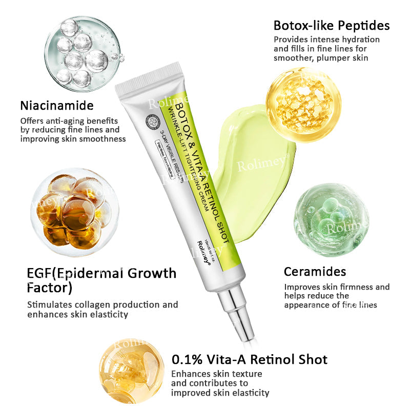 💛✅Az USA-ban gyártva és onnan szállítva 💫Rolimey® Botox & Vita-A Retinol Shot ránctalanító és feszesítő krém – Utolsó napos akció 70% kedvezmény