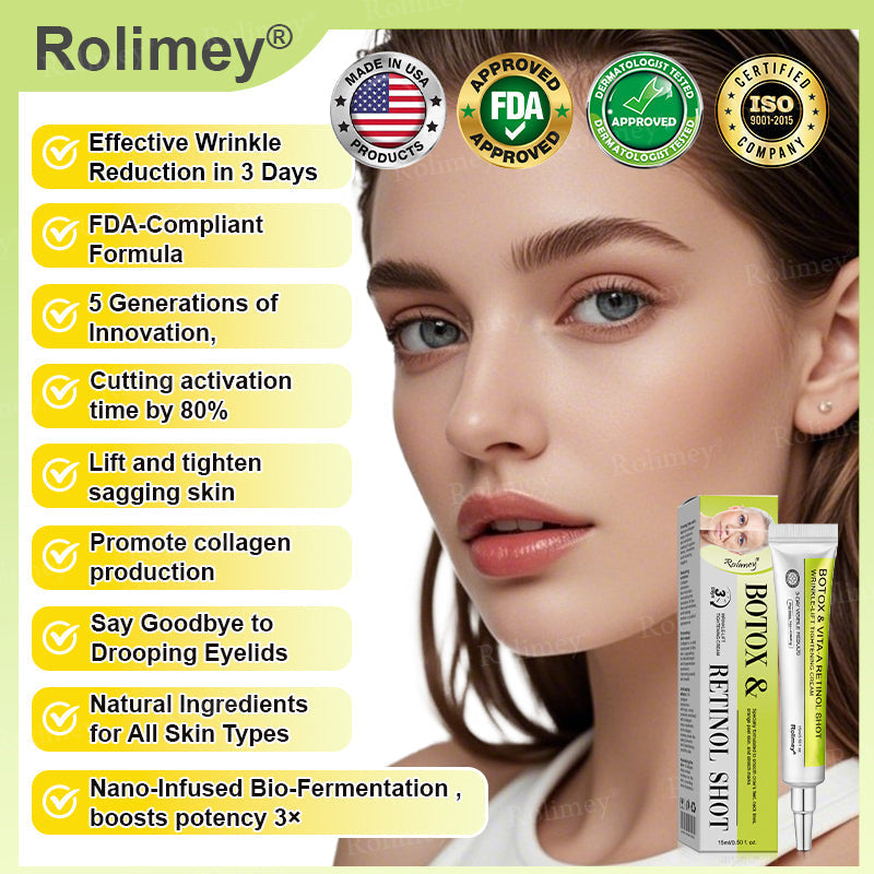 💛✅Az USA-ban gyártva és onnan szállítva 💫Rolimey® Botox & Vita-A Retinol Shot ránctalanító és feszesítő krém – Utolsó napos akció 70% kedvezmény