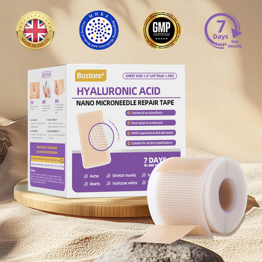 Totai Skin Confidence Începe Aici ✅ Bostore® Acid Hialuronic Nano Microneedle Repair Tape ✴️ Pentru diverse cicatrici, vergeturi, pete, keloide, keratoze, acnee, arsuri, negi, etichete de piele și vene varicoase.
