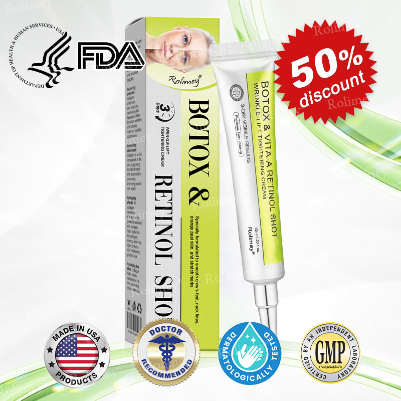 💛✅Az USA-ban gyártva és onnan szállítva 💫Rolimey® Botox & Vita-A Retinol Shot ránctalanító és feszesítő krém – Utolsó napos akció 70% kedvezmény